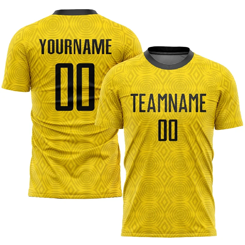 Football Jersey For Pre-Game Preparation-Custom Gold Black Sublimation Soccer Uniform Jersey