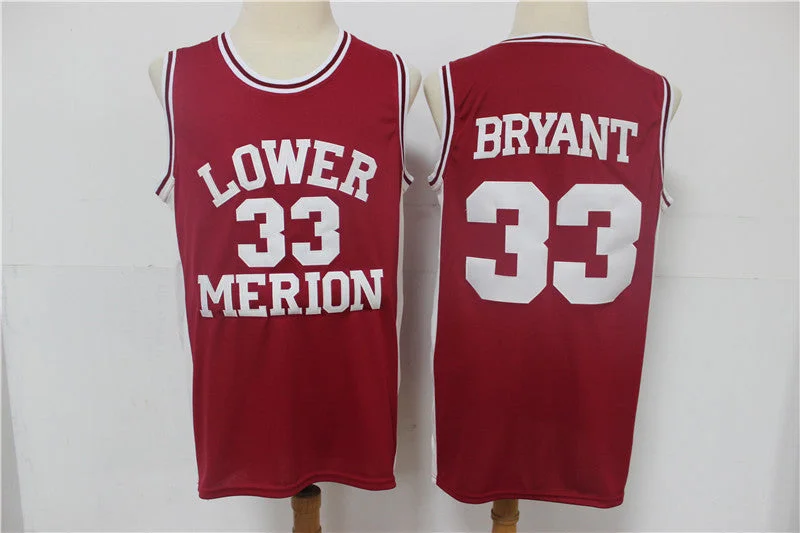 Football Jersey For Unique Customization-Basketball Jersey For Unique Customization-Lower Merion Aces 33 Kobe Bryant Red High School Basketball Basketball Jersey