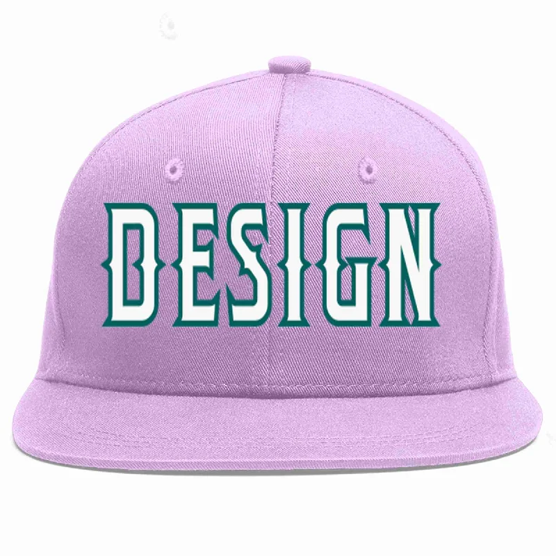 High Quality Baseball Cap-Custom Light Purple White-Aqua Flat Eaves Sport Baseball Cap Design for Men/Women/Youth