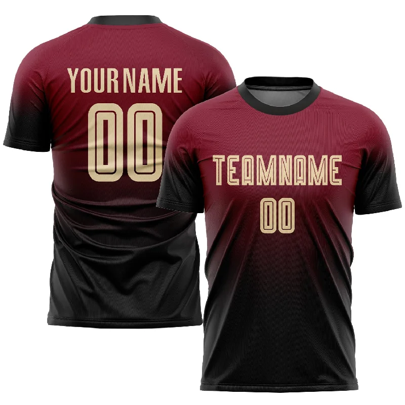 Football Jersey For Professional-Level Teams-Custom Crimson Cream-Black Sublimation Fade Fashion Soccer Uniform Jersey