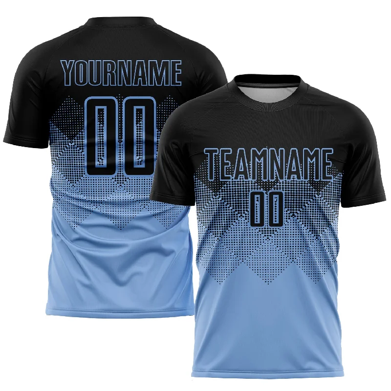 Football Jersey For Team Wearables-Custom Light Blue Black Sublimation Soccer Uniform Jersey