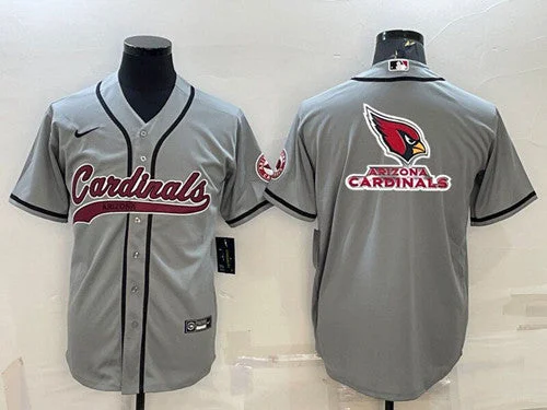 Baseball Jersey For Coaches-Men's Arizona Cardinals Grey Team Big Logo With Patch Cool Base Stitched Baseball Jersey