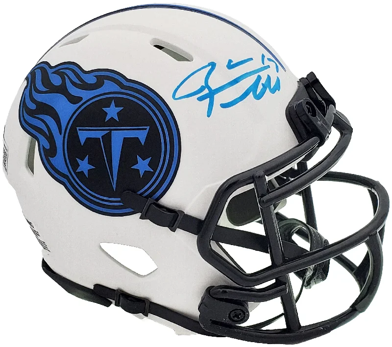 Rugby Helmet For Rugged Sports Gear-Ryan Tannehill Autographed Tennessee Titans Lunar Eclipse White Speed Mini Helmet Beckett BAS QR Stock #197224