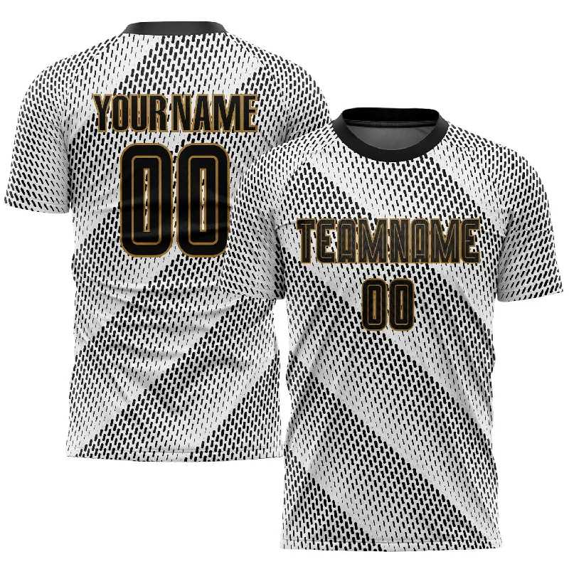 Football Jersey For Team Pride-Custom White Black-Old Gold Sublimation Soccer Uniform Jersey