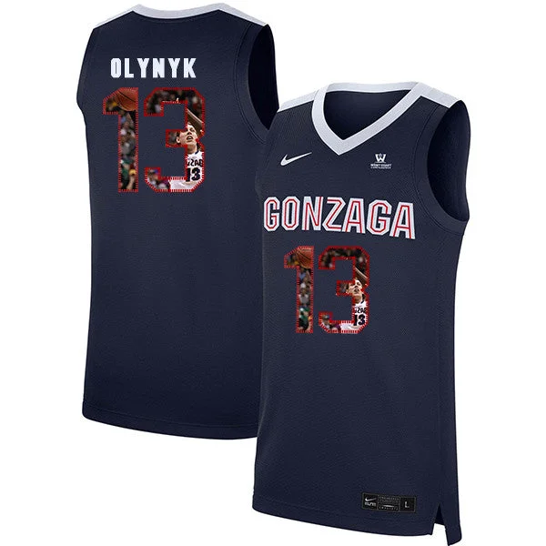 Football Jersey With Team Logo-Basketball Jersey With Team Logo-Gonzaga Bulldogs 13 Kelly Olynyk Navy Fashion College Basketball Basketball Jersey