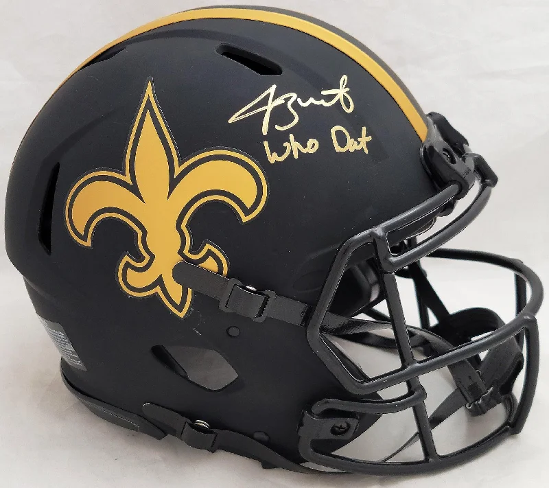 Rugby Helmet For Junior Players-Jameis Winston Autographed New Orleans Saints Eclipse Black Full Size Replica Speed Helmet "Who Dat" Beckett BAS QR #BE17293