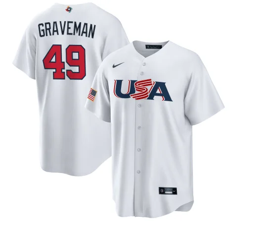 Baseball Jersey For Family Sport Days-Men's USA Baseball #49 Kendall Graveman 2023 White World Baseball Classic Stitched Jersey