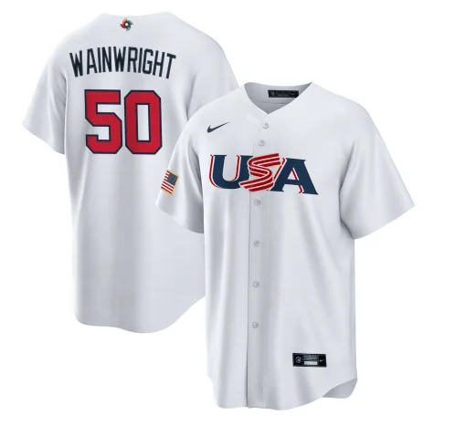 Baseball Jersey For Celebrations-Men's USA Baseball #50 Adam Wainwright 2023 White World Baseball Classic Stitched Jersey