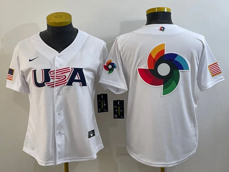 Baseball Jersey For High-Quality Fabric-USA Blank White Women 2023 World Baseball Classic Jersey