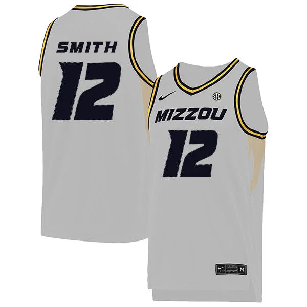 Football Jersey With Name On Back-Basketball Jersey With Name On Back-Missouri Tigers 12 Dru Smith White College Basketball Basketball Jersey