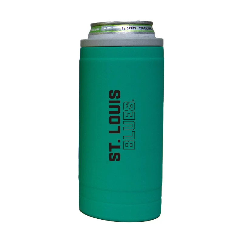 Team Mug For College Events-St Louis Blues 12oz Optic Stacked Soft Touch Slim Coolie