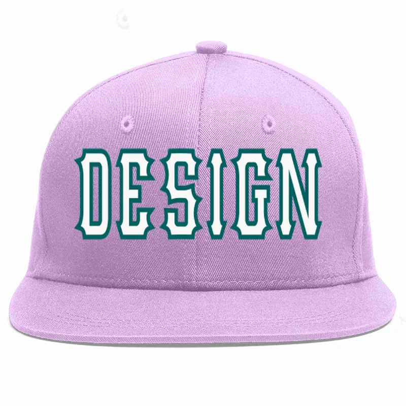 Baseball Cap For Group Purchases-Custom Light Purple White-Aqua Flat Eaves Sport Baseball Cap Design for Men/Women/Youth