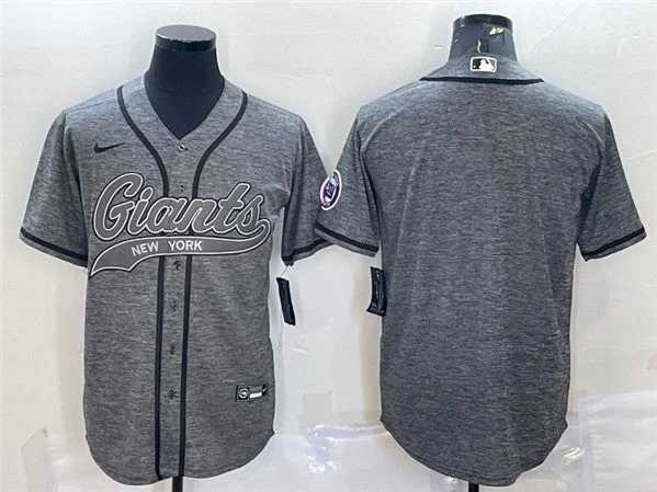 Custom Baseball Jersey For Gifts-Men's New York Giants Blank Gray With Patch Cool Base Stitched Baseball Jersey