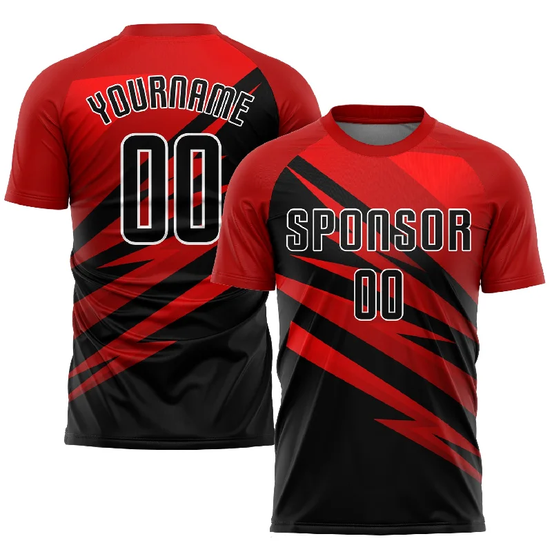 Football Jersey With Padded Inserts-Custom Red Black-White Sublimation Soccer Uniform Jersey