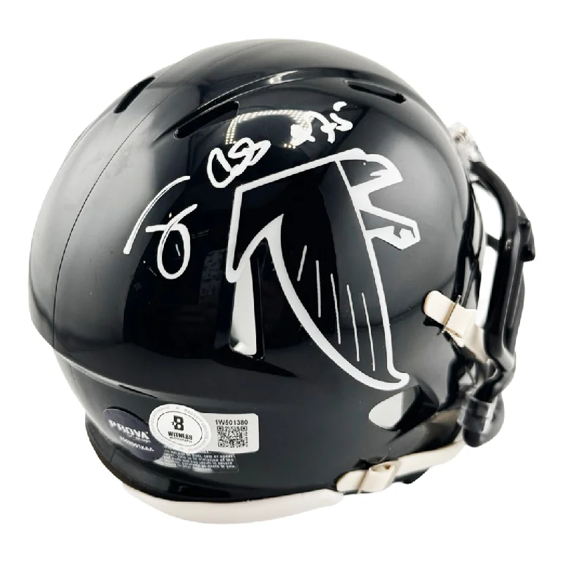 Rugby Helmet For Game-Time Safety-Tony Casillas Signed Atlanta Falcons Throwback 90-02 Speed Mini Football Helmet (Beckett)