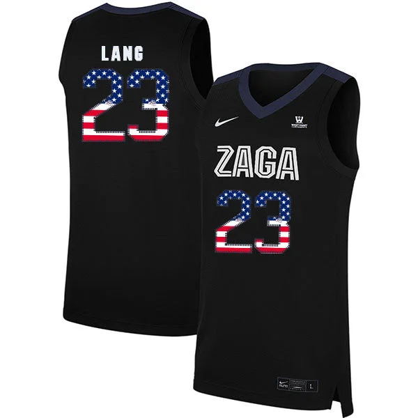 Football Jersey For Fundraising Merchandise-Basketball Jersey For Fundraising Merchandise-Gonzaga Bulldogs 23 Matthew Lang Black USA Flag College Basketball Basketball Jersey