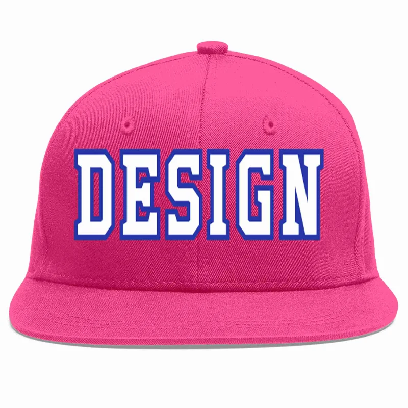 Baseball Cap With Modern Design-Custom Rose Red White-Royal Flat Eaves Sport Baseball Cap Design for Men/Women/Youth