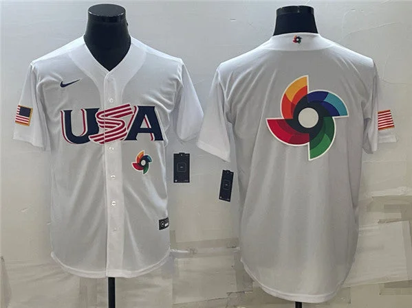 Baseball Jersey For Speedy Fit-Men's USA Baseball 2023 White World Baseball Big Logo Classic Stitched Jersey