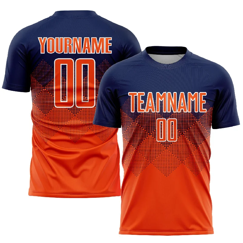 Football Jersey For College Sports-Custom Navy Orange-White Sublimation Soccer Uniform Jersey