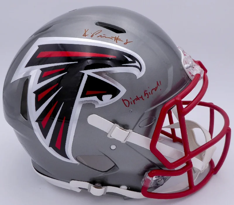 Rugby Helmet For All Contact Sports-Kyle Pitts Autographed Atlanta Falcons Flash Silver Full Size Authentic Speed Helmet "Dirty Bird" (Smudge) Beckett BAS QR #WL25817