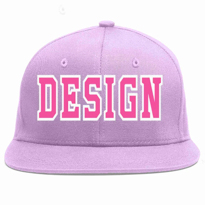 Baseball Cap With Iconic Design-Custom Light Purple Pink-White Flat Eaves Sport Baseball Cap Design for Men/Women/Youth