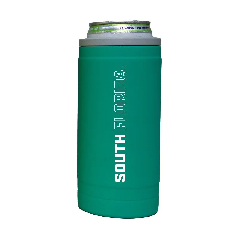 Team Mug With Custom Branding-South Florida 12oz Optic Stacked Soft Touch Slim Coolie