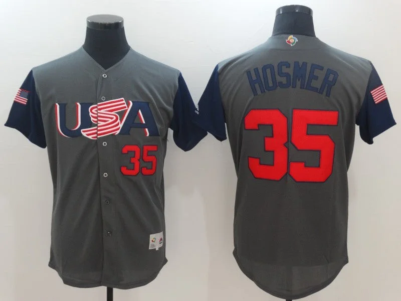 Baseball Jersey For High Impact Sports-Men's USA Baseball #35 Eric Hosmer Gray 2017 World Baseball Classic Stitched WBC Jersey