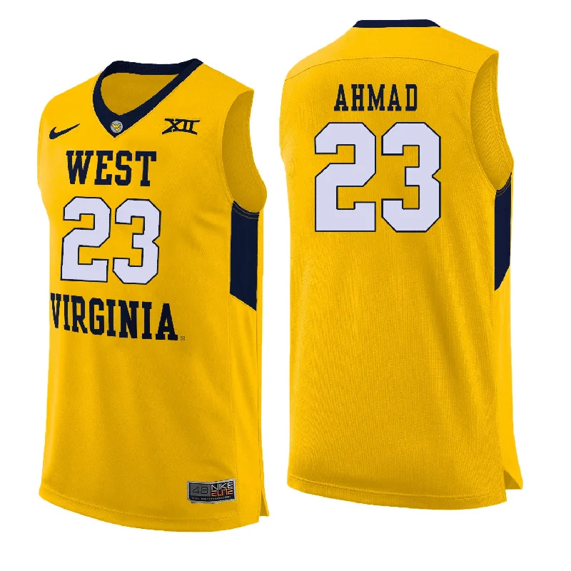 Football Jersey For Fans-Basketball Jersey For Fans-West Virginia Mountaineers 23 Esa Ahmad Yellow College Basketball Basketball Jersey