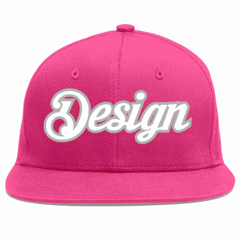 Baseball Cap With Classic Look-Custom Rose Red White-Gray Flat Eaves Sport Baseball Cap Design for Men/Women/Youth