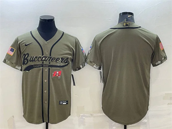 Baseball Jersey For College Alumni Teams-Men's Tampa Bay Buccaneers Blank Olive 2022 Salute To Service Cool Base Stitched Baseball Jersey