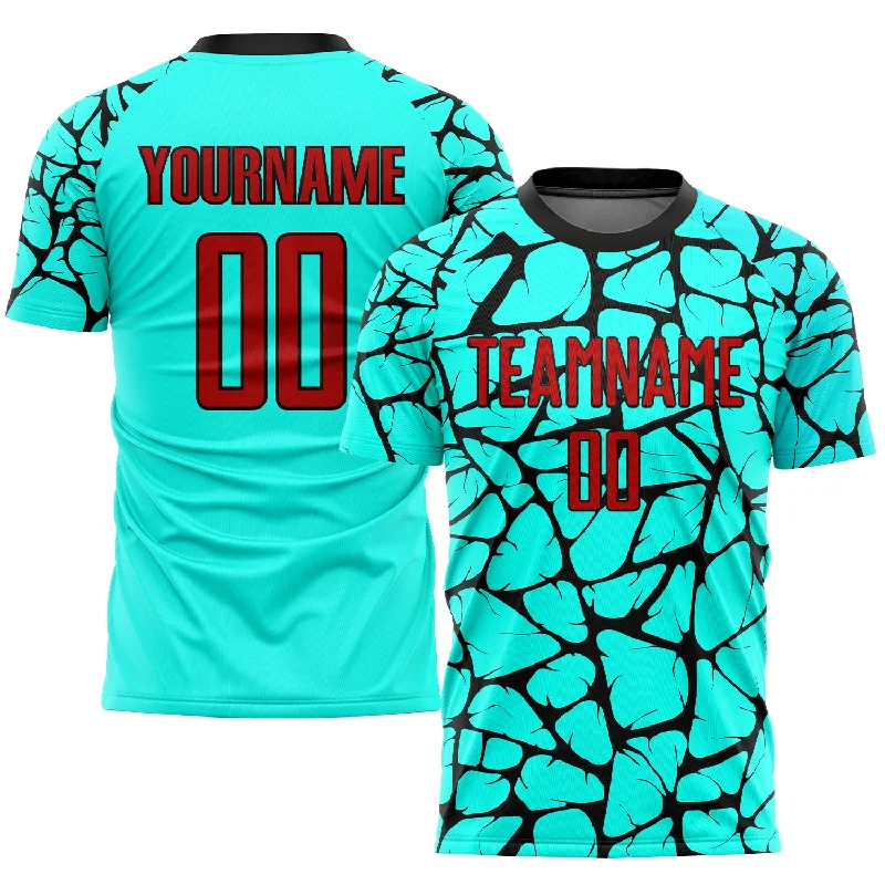 Football Jersey For Competitive Events-Custom Aqua Red-Black Sublimation Soccer Uniform Jersey