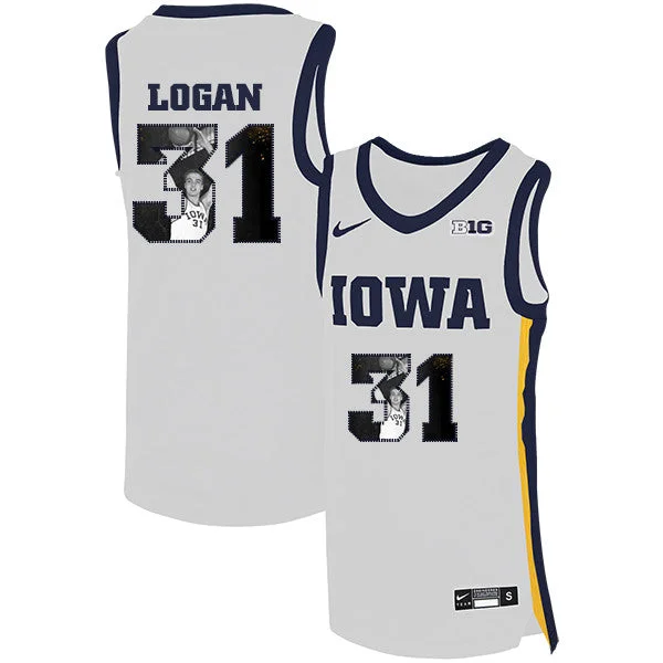 Football Jersey For Personalized Sizing-Basketball Jersey For Personalized Sizing-Iowa Hawkeyes 31 Bill Logan White Basketball College Fashion Basketball Jersey