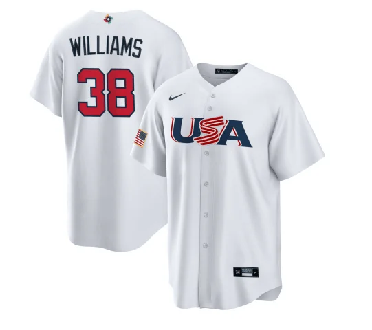 Baseball Jersey For Team Supporters-Men's USA Baseball #38 Devin Williams 2023 White World Baseball Classic Stitched Jersey