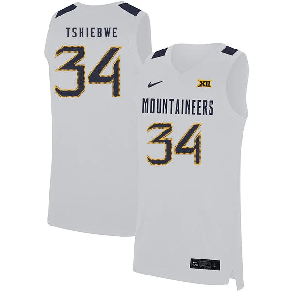 Football Jersey For Online Ordering-Basketball Jersey For Online Ordering-West Virginia Mountaineers 34 Oscar Tshiebwe White Basketball College Basketball Jersey