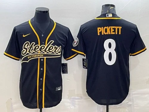 Baseball Jersey For Limited Edition Runs-Men's Pittsburgh Steelers #8 Kenny Pickett Black With Patch Cool Base Stitched Baseball Jersey