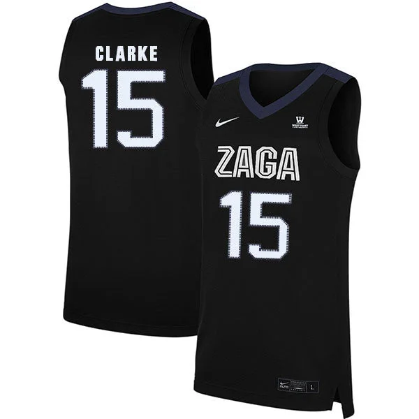 Football Jersey With Player Numbers-Basketball Jersey With Player Numbers-Gonzaga Bulldogs 15 Brandon Clarke Black College Basketball Basketball Jersey