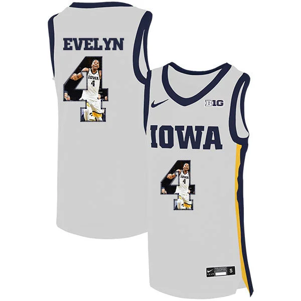 Custom Football Jersey With Player Name-Custom Basketball Jersey With Player Name-Iowa Hawkeyes 4 Bakari Evelyn White Basketball College Fashion Basketball Jersey