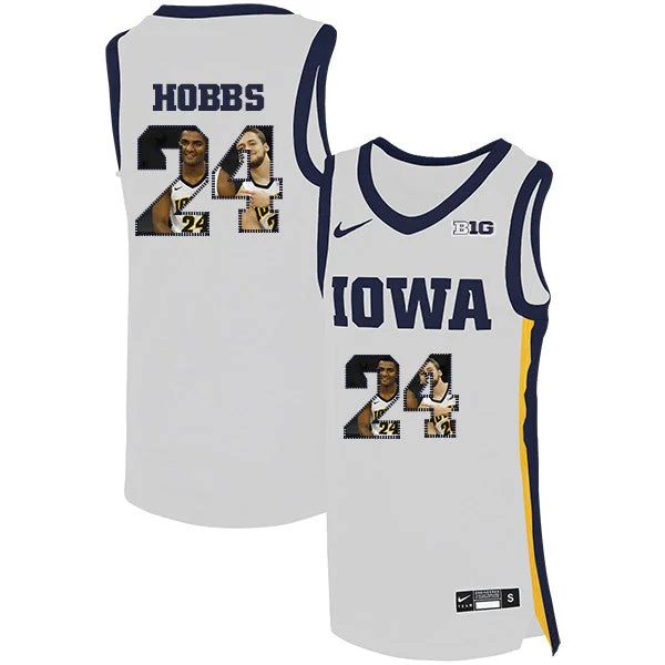 Football Jersey For Championship Teams-Basketball Jersey For Championship Teams-Iowa Hawkeyes 24 Nicolas Hobbs White Basketball College Fashion Basketball Jersey