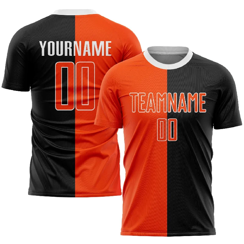 Football Jersey For Custom Sports Apparel-Custom Black Orange-White Sublimation Split Fashion Soccer Uniform Jersey