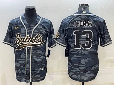 Baseball Jersey For Family Teams-Men's New Orleans Saints #13 Michael Thomas Gray Camo With Patch Cool Base Stitched Baseball Jersey