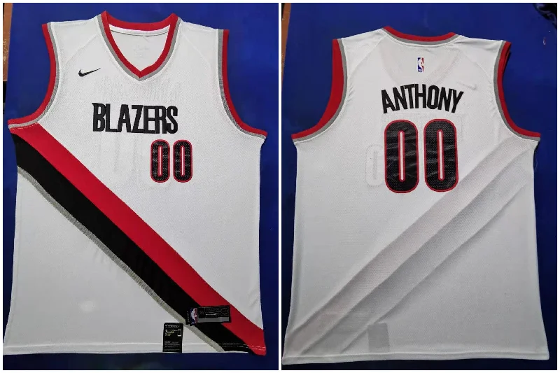 Football Jersey For Adult Leagues-Basketball Jersey For Adult Leagues-Blazers 00 Carmelo Anthony White 2019-20 Swingman Basketball Jersey