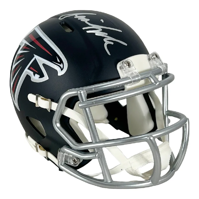 Personalized Rugby Helmet-Jessie Tuggle Signed Atlanta Falcons Speed Mini Football Helmet (JSA)