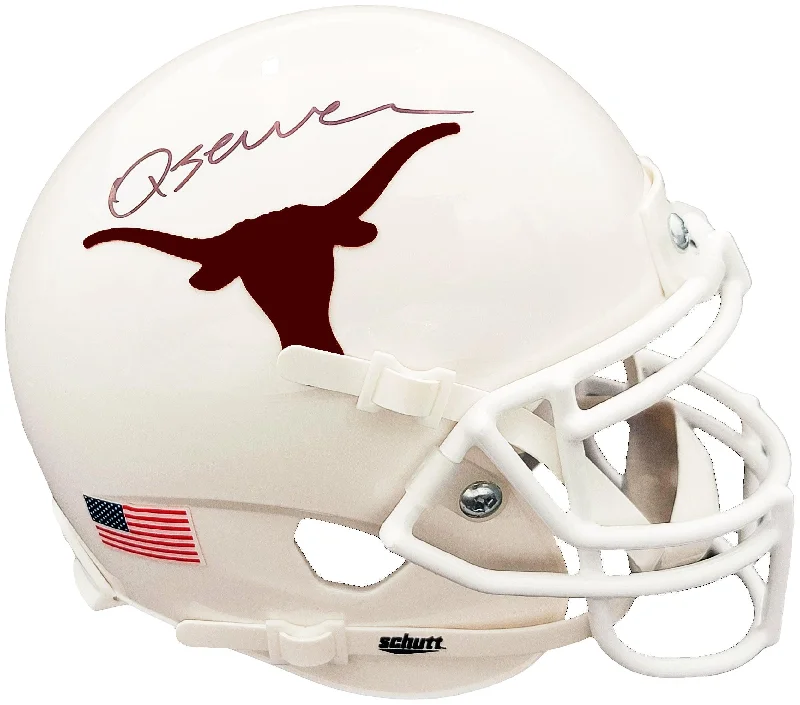 Rugby Helmet For Protective Sports-Quinn Ewers Autographed Texas Longhorns White Schutt Mini Helmet Beckett BAS QR Stock #201715