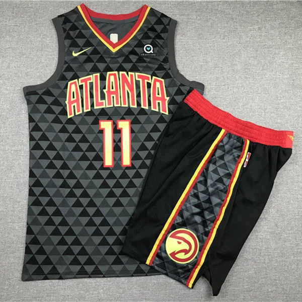 Football Jersey For Custom Team Logos-Basketball Jersey For Custom Team Logos-Hawks 11 Trae Young Black Swingman Basketball Jersey(With Shorts)