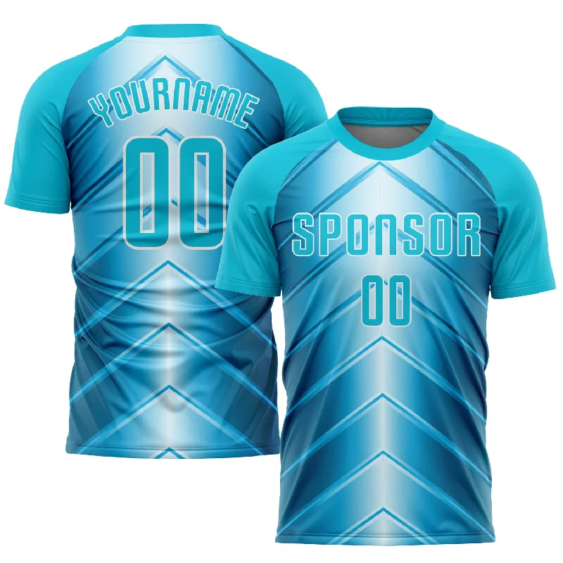 Football Jersey For Outdoor Games-Custom Sky Blue Lakes Blue-White Sublimation Soccer Uniform Jersey