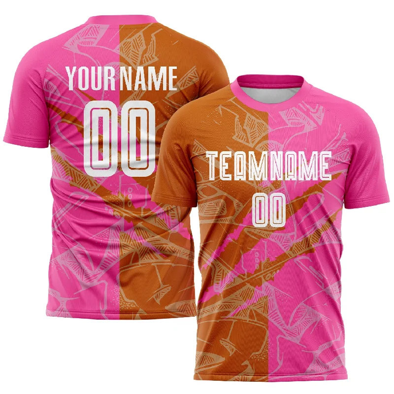 Football Jersey With Vintage Look-Custom Graffiti Pattern Texas Orange-Pink Scratch Sublimation Soccer Uniform Jersey