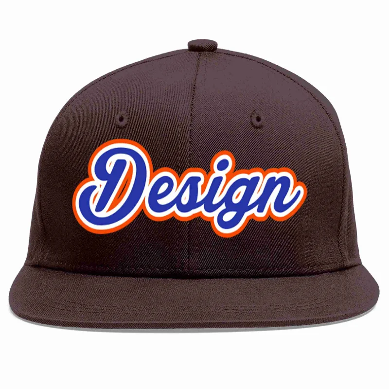 Baseball Cap With Lightweight Design-Custom Brown Royal-White Flat Eaves Sport Baseball Cap Design for Men/Women/Youth