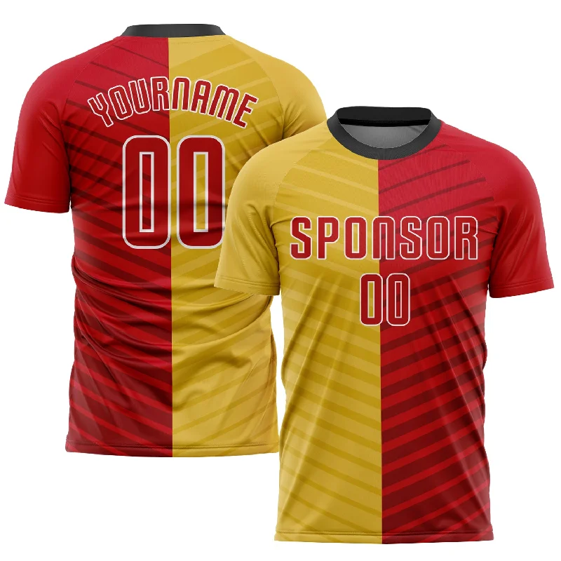 Youth Football Jersey-Custom Gold Red-White Sublimation Soccer Uniform Jersey