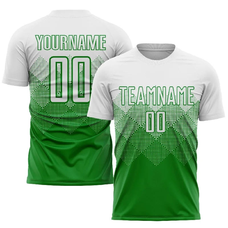 Football Jersey For Family Sport Days-Custom Grass Green White Sublimation Soccer Uniform Jersey