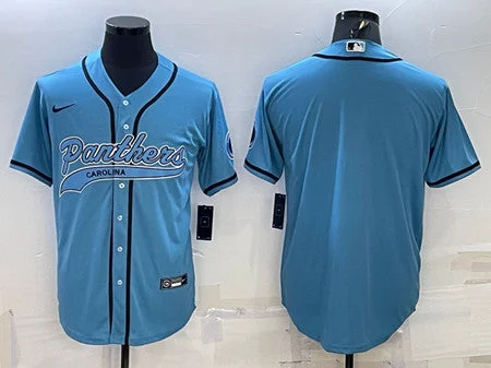 Baseball Jersey For College Players-Men's Carolina Panthers Blank Blue With Patch Cool Base Stitched Baseball Jersey